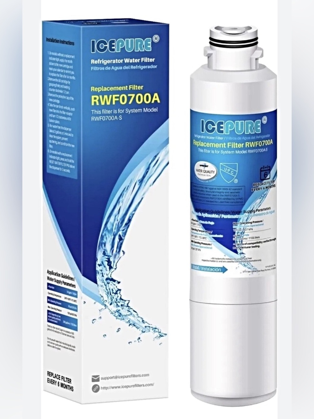 🆕 ICEPURE RWF0700A Refrigerator Water Filter - White/Blue
